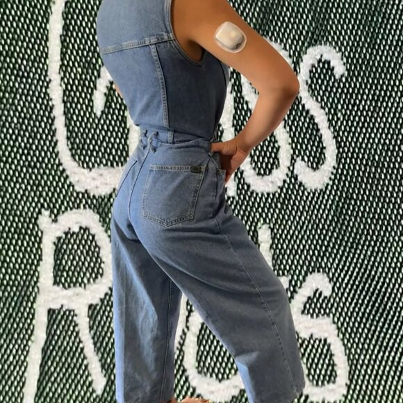 Vintage 90's Grass Roots Denim Sleeveless Jumpsuit - Picture 2 of 9